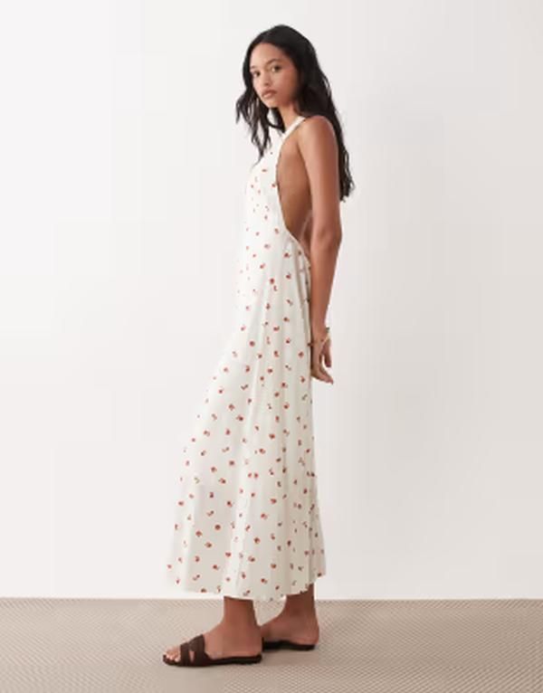 リズム レディース トップス ワンピース フラワー柄 マキシ フラワー ホルター Rhythm ditsy floral halter neck maxi dress in cream クリーム