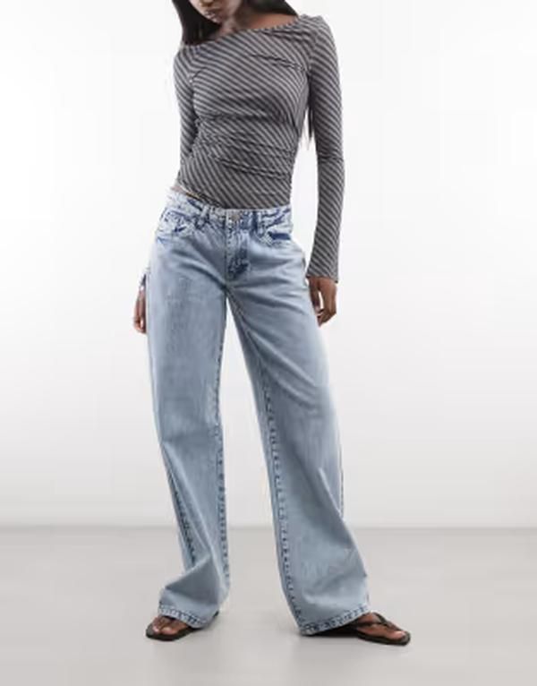 デイジーストリート レディース ボトムス デニムパンツ ローライズ ジーンズ Daisy Street low rise boyfriend jeans in light BLUE ブルー