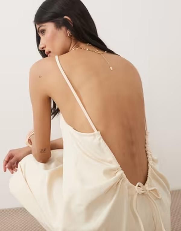 エイソス レディース トップス ワンピース マキシ ASOS DESIGN low scoop back maxi cami dress in cream クリーム