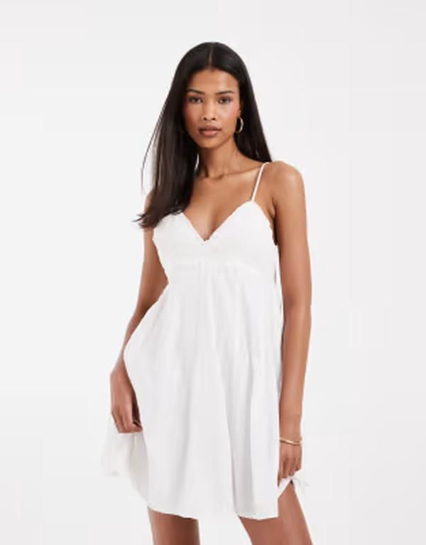 オンリー レディース トップス ワンピース ミニ ONLY embroidery detail mini dress WHITE ホワイト