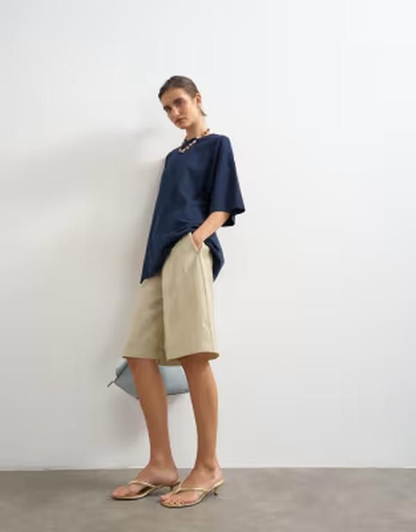 トップショップ レディース トップス Tシャツ Topshop oversizedropped shoulders tee NAVY ネイビー