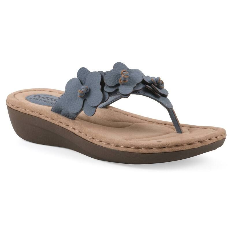 クリフバイホワイトマウンテン レディース シューズ サンダル フラワー柄 フラワー Cliffs by White Mountain Cassilia Womens Floral Wedge Sandals Periwinkle Nubuck ホワイト