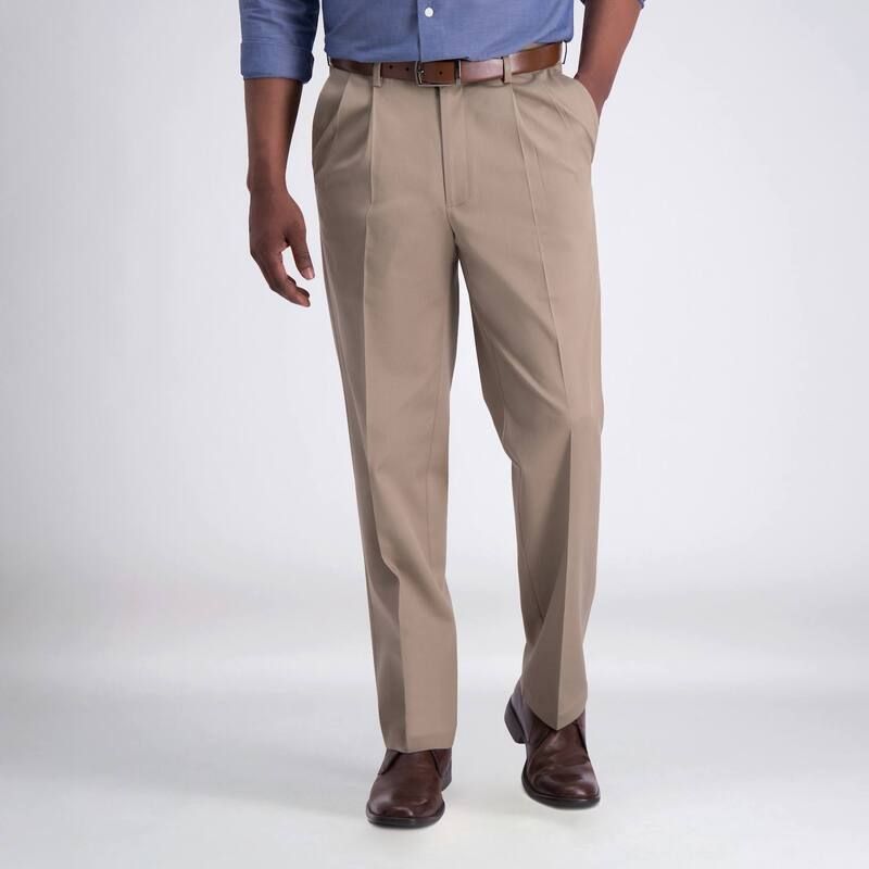 ハガー レディース ボトムス カジュアルパンツ Mens Haggar Iron Free Premium Khaki ClassicFit Pleat Front Hidden Comfort Waistband Casual Pant Medium Kha