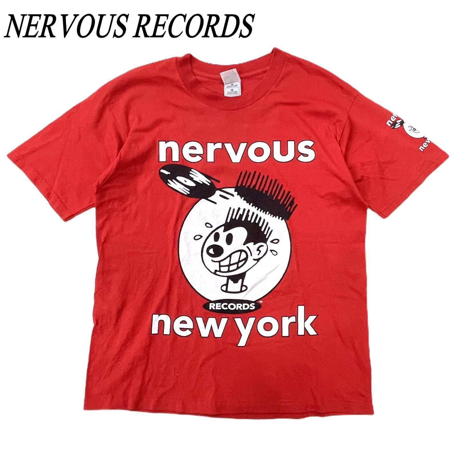 NERVOUS RECORDS ナーバス レコード Tシャツ L 赤ハウス ヒップホップ フルーツオブザルーム L RED/レッド