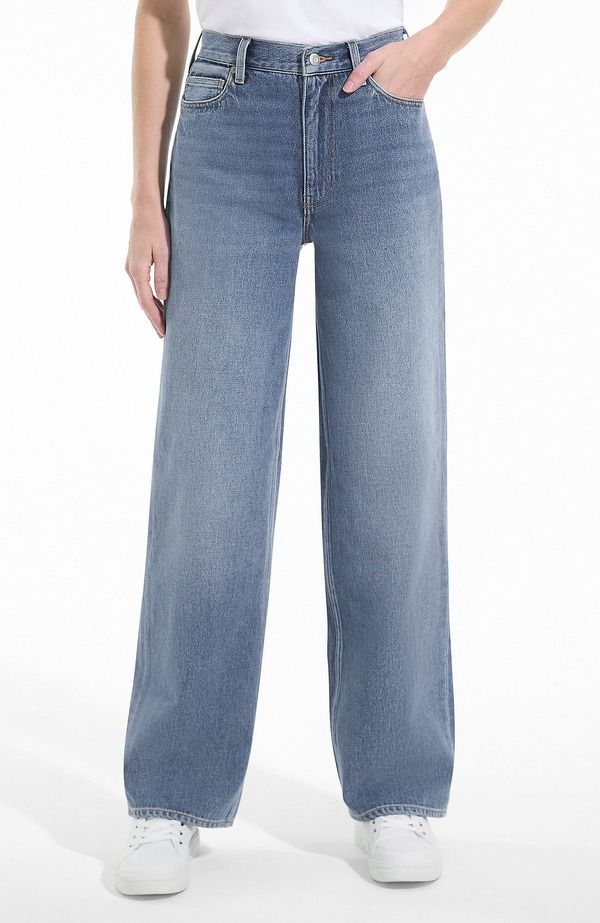 ランズエンド レディース ボトムス デニムパンツ ジーンズ Lands End Rigidenimid Rise Baggy Jeans Medium Ocean Blue Wash ブルー