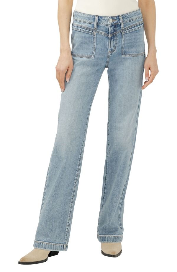 シルバー ジーンズ レディース ボトムス デニムパンツ ワイドレッグ Silver Jeans Co Avery Patch Pocket Wide Leg Trouser Jeans Wanderlust