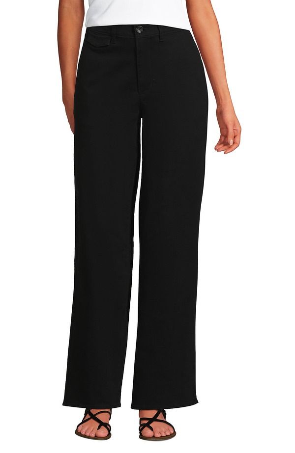 ランズエンド レディース ボトムス レギンストレート パンツ Lands End Chino High Rise Rail Straight Leg Pants Black ブラック