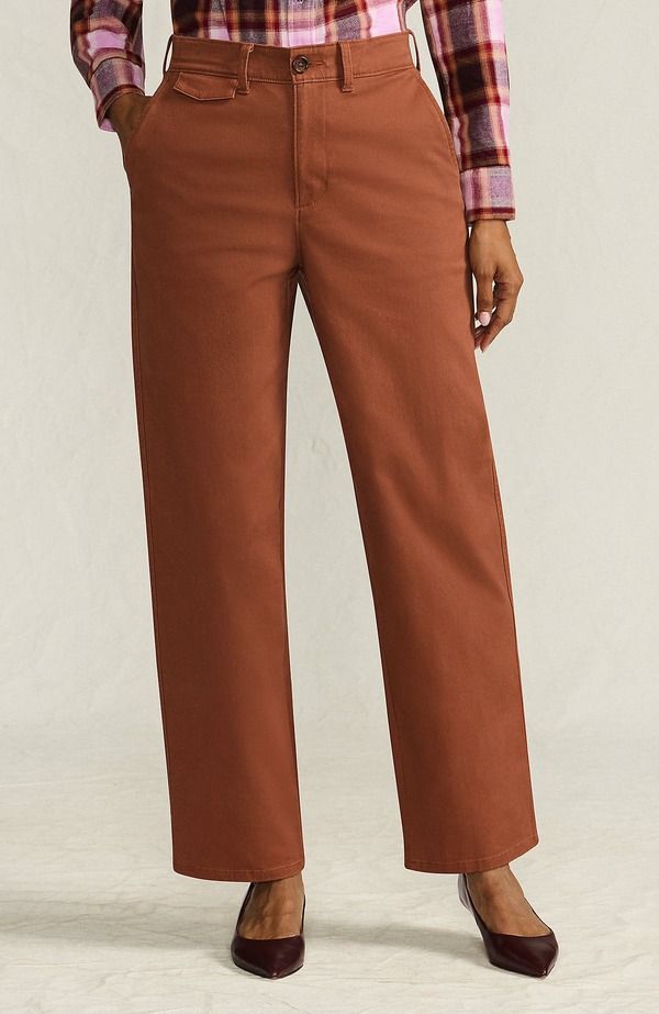ランズエンド レディース ボトムス レギンストレート パンツ Lands End Chino High Rise Rail Straight Leg Pants Rich Ginger Brown ブラウン