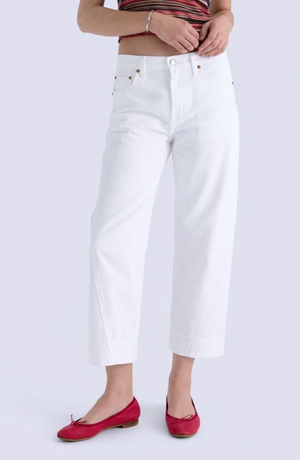 ピストーラ レディース ボトムス デニムパンツ ジーンズ Pistola Kacey Cuffed Mid Rise Boyfriend Jeans Optic White ホワイト