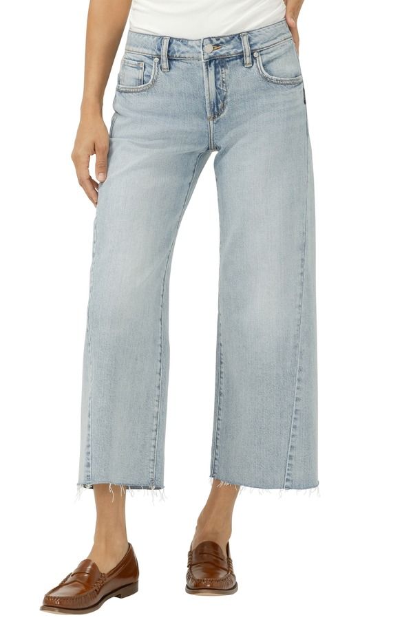 シルバー ジーンズ レディース ボトムス デニムパンツ ワイドレッグ アンクル Silver Jeans Co Suki Curvy Raw Hem Ankle Wide Leg Jeans West End