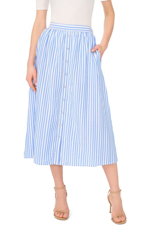 ヴィンスカムート レディース ボトムスカート ミディ Vince Camuto Stripe Midi Skirt Blue Cloud ブルー