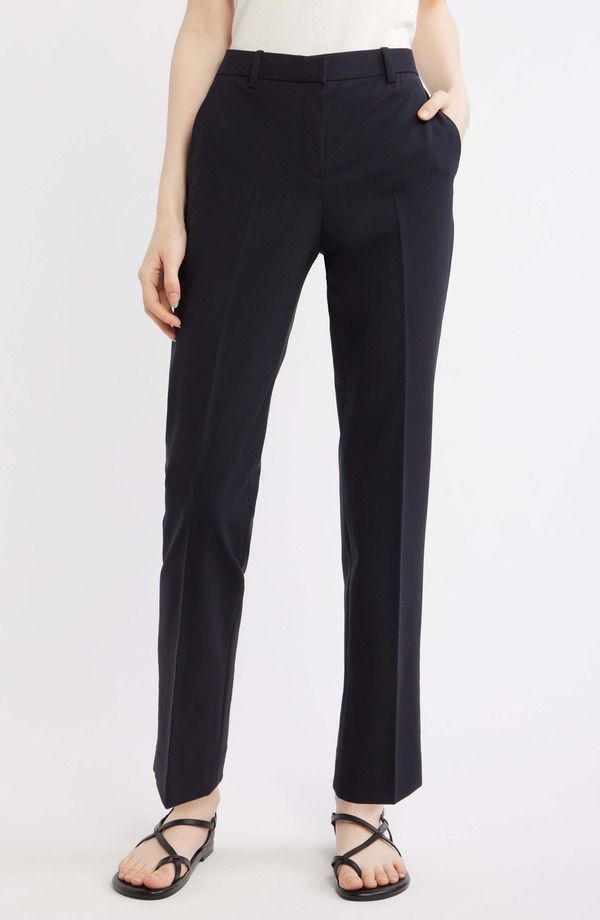 セオリー レディース ボトムス レギンスリムフィット パンツ ウール Theory Treeca Slim Fit Stretch Wool Pants Deep Navy ネイビー