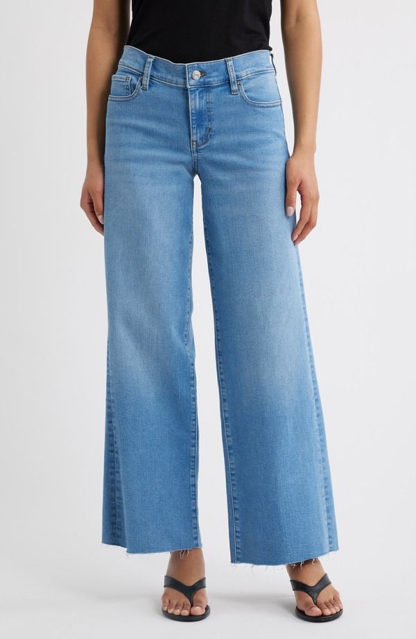 フレーム レディース ボトムス デニムパンツ ローライズ ジーンズ FRAME Low Rise Slim Palazzo Jeans Honeymoon Raw Fray