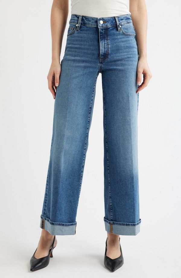 フレーム レディース ボトムス デニムパンツ ワイドレッグ ハイウエスト ジーンズ FRAME Le Slim Palazzo Cuffed High Waist Wide Leg Jeans Canals