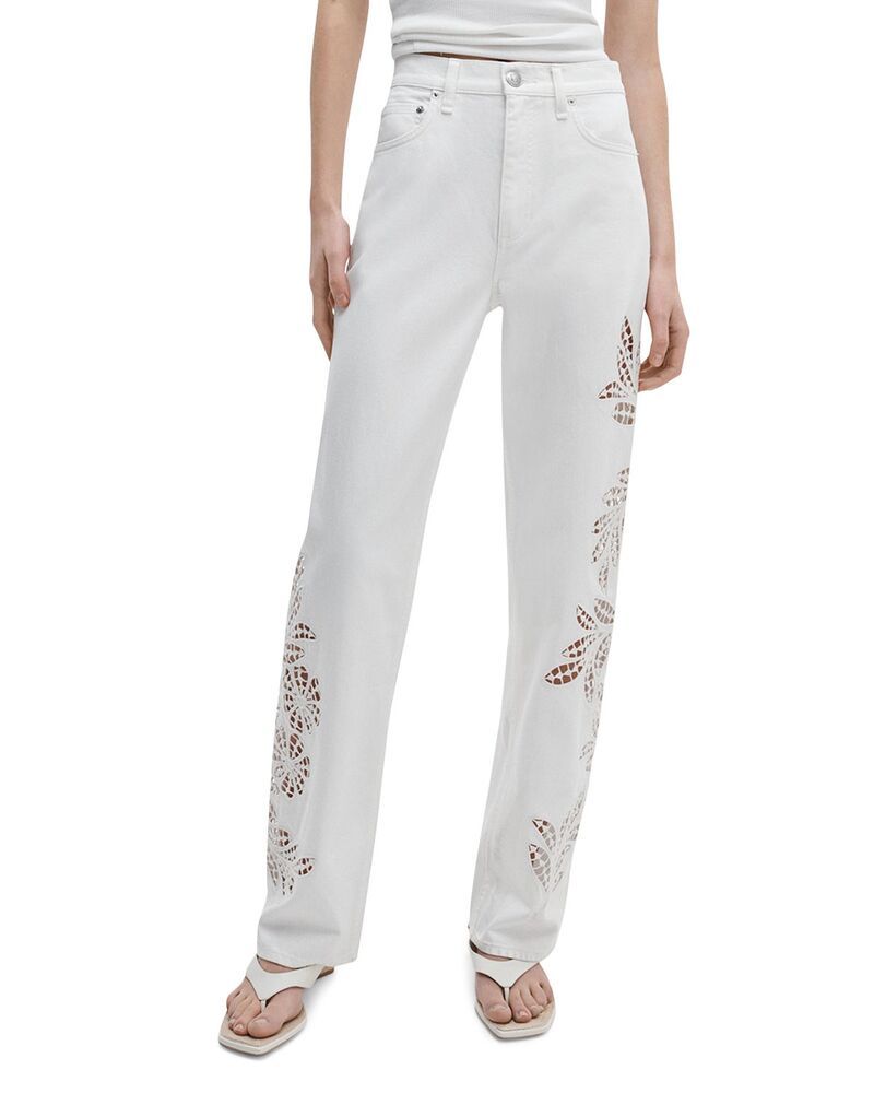 ラグアンドボーン レディース ボトムス デニムパンツ ストレート フラワー柄 ジーンズ フラワー rag bone Shea High Rise Straight Leg Jeans Floral White Floral ホワイト