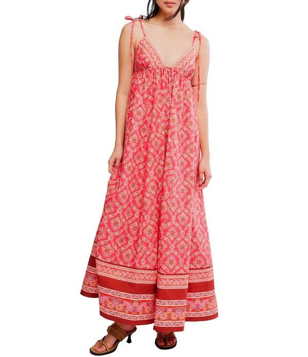 フリーピープル レディース トップス ワンピース Vネック プリント ノースリーブ エンパイア マキシ Free People Sorrento Stroll Printed VNeck Sleeveless Empire Waist Maxi Dress T