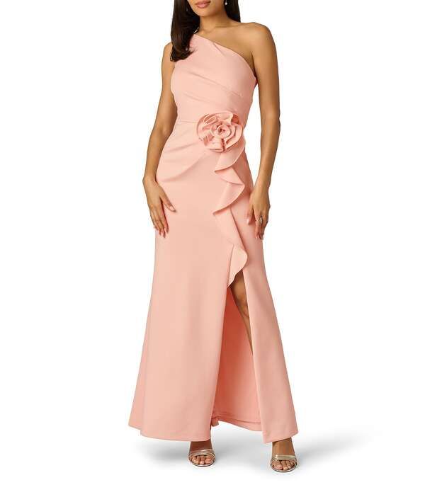アドリアナ パペル レディース トップス ワンピースキューバ Adrianna Papell One Shoulder Scuba Rosette Longown Blush Whisper ブラッシュ