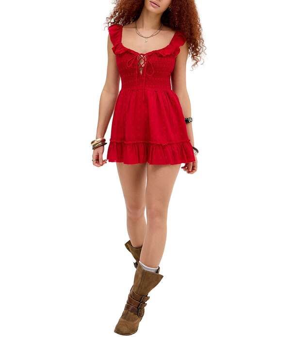 アーバンアウトフィッターズ レディース トップス ワンピース ミニ BDG Urban Outfittersunny Mini Dress Red レッド