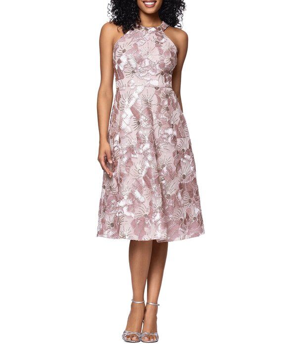 ベッツィアンドアダム レディース トップス ワンピース プチ ミディ スパンコール ノースリーブ Betsy Adam Petite Size Soutache Sequin Sleeveless Midi Dress Blush ブラッシュ
