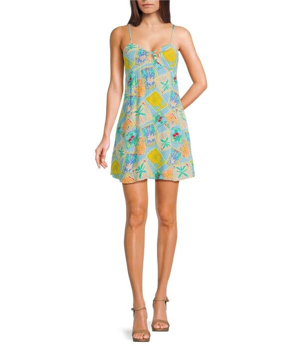ビラボン レディース トップス ワンピース プリント ミニ ノースリーブ Billabong Last Sunset Sleeveless Printed Mini Dress Dream Blue ブルー