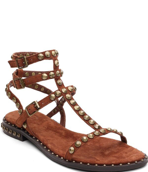 アッシュ レディース シューズ サンダル スエード ASH Play 2 Suede Studded Gladiator Flat Sandals Tajine