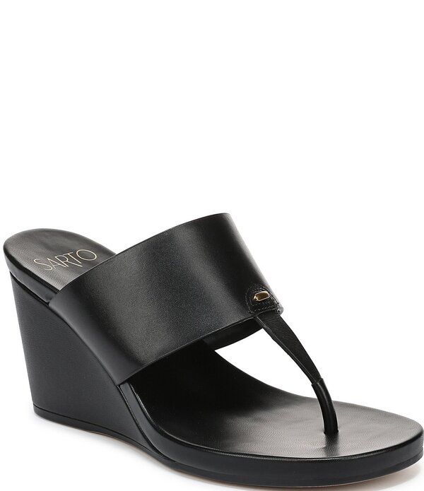 フランコサルト レディース シューズ サンダル レザー Sarto by Franco Sarto Taleather Wedge Thong Slide Sandals Black ブラック