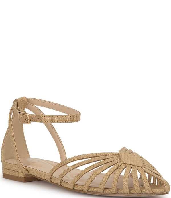 ジェシカシンプソン レディース シューズ サンダル アンクル Jessica Simpson Eulean Raffia Strappy Caged Ankle Wrap Flat Sandals Natural