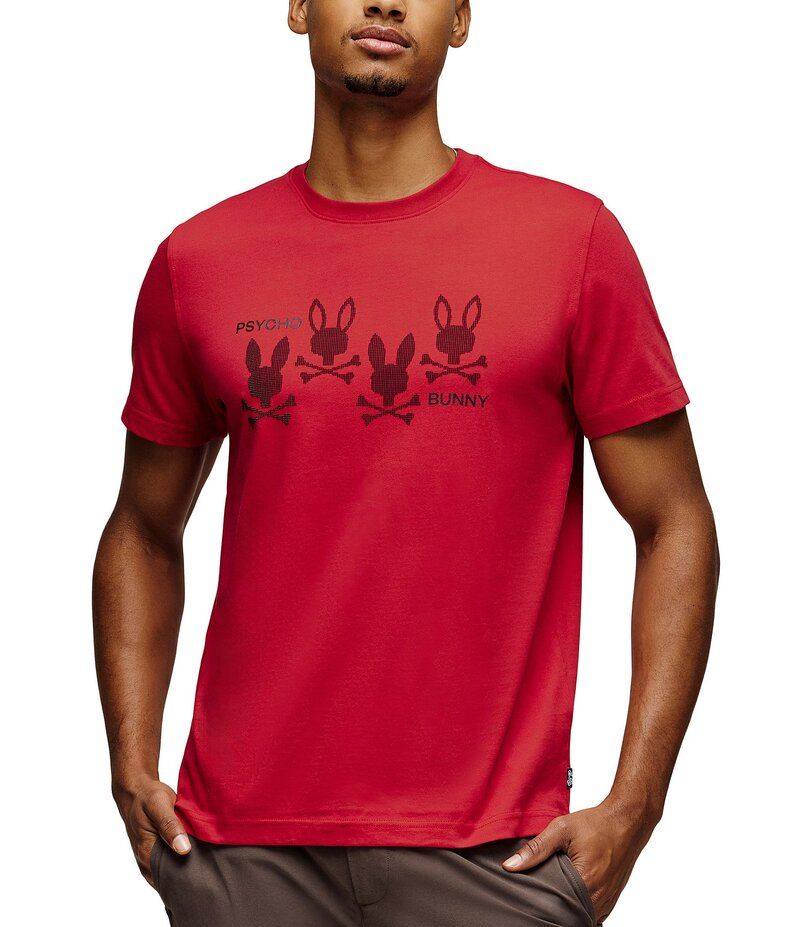 サイコバニー メンズ トップス シャツ グラフィック Psycho Bunny Jovan Graphic Short Sleeve TShirtango Red レッド