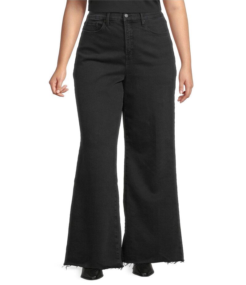 グッドアメリカン レディース ボトムス デニムパンツ ワイドレッグ プラスサイズ ジーンズ Good American Plusize Softech Good Waist High Rise Wide Leg Denim Jeans Black ブラック