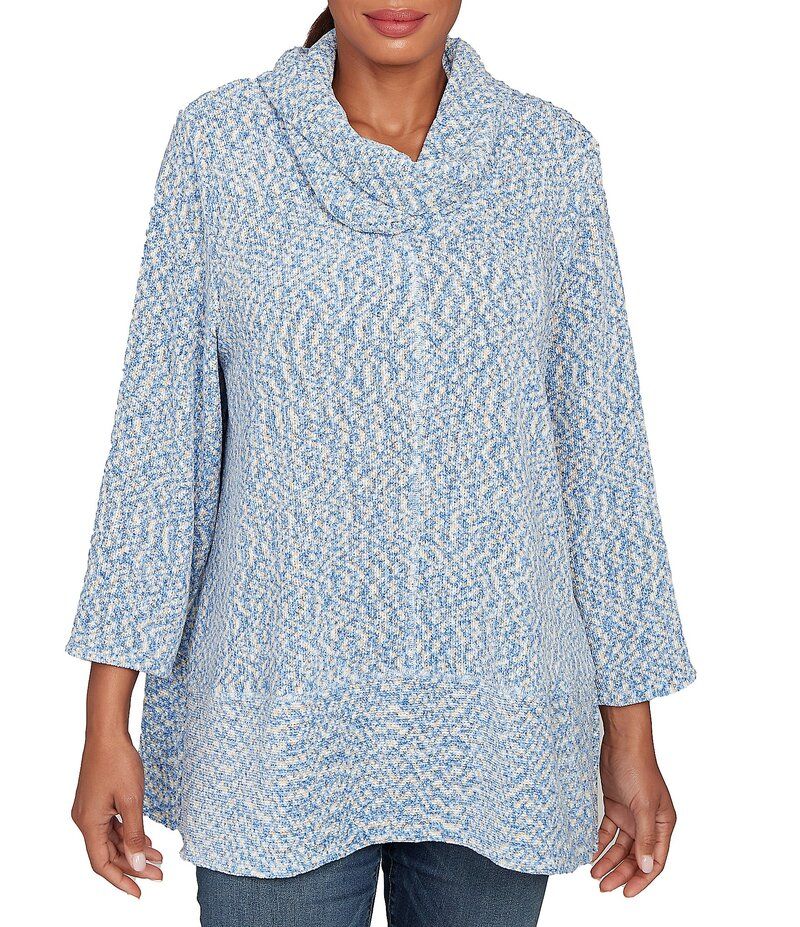 ルビーアールディー レディース トップス シャツ プチ Ruby Rd Petite Size Chenille SpaceDye Cowl Neck 34 Sleeve Top Bluebell Multi マルチカラー