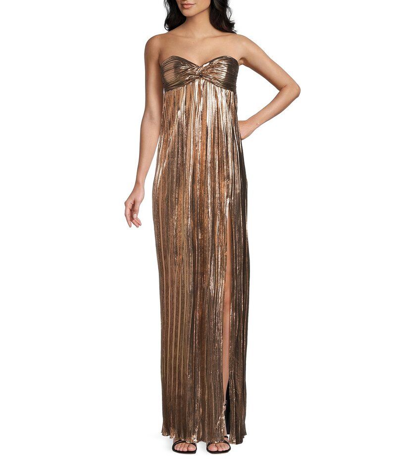 シティヴァイブ レディース トップス ワンピース フロントスリット City Vibe Twist Front Bandeau Removable Strap Front Slit Dress BlackRose Gold ブラック