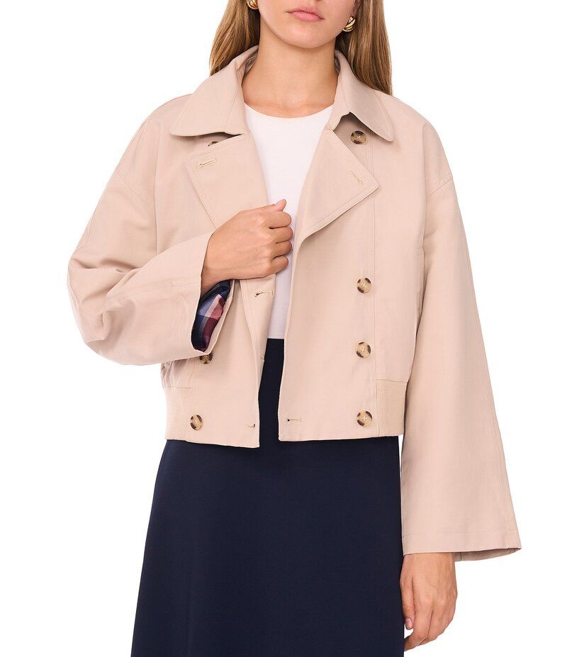 ワンステート レディース アウター コート クロップド ジャケット 1 STATE Notch Lapel Long Sleeve Cropped Trench Jacket Taupe トープ