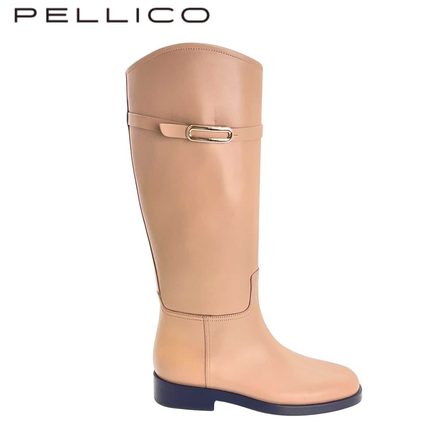 未使用 PELLICO ペリーコ サイドモチーフ付ジョッキーロングブーツ 38 ベージュ 【値下げ交渉歓迎】
