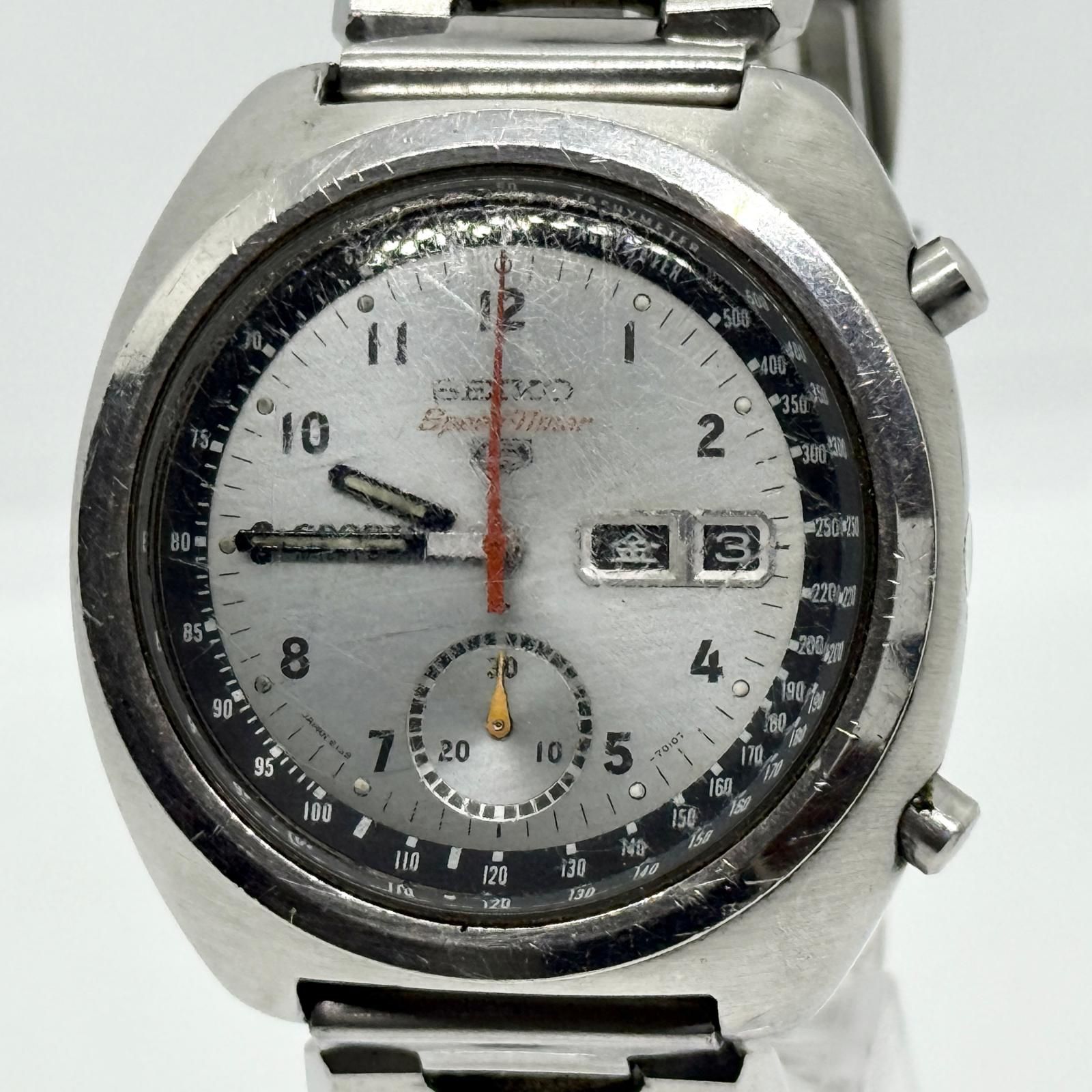 SEIKO セイコー 5スポーツスピードタイマー 6139-7010 グレー AT メンズ 腕時計 訳あり