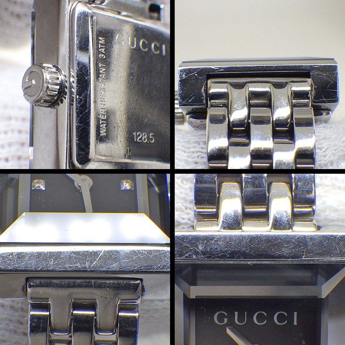 グッチ GUCCI 腕時計 Gフレーム 128.5 3ポイント ダイヤインデックス