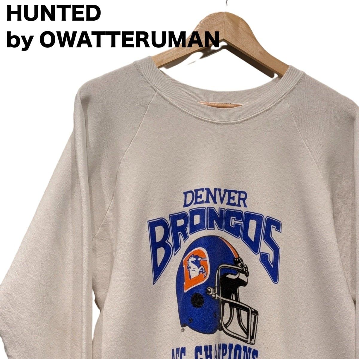 古着 【90s Screen Stars USA製】Denver Broncos フロントプリント ラグランスウェット（XLサイズ／USA製）2603040013