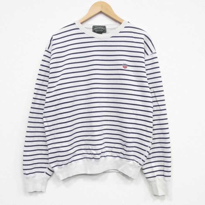 XL/古着 ラルフローレン ポロカントリー 長袖 ブランド スウェット メンズ 90年代 90s クルーネック 白他 ボーダー【spe】 26may01