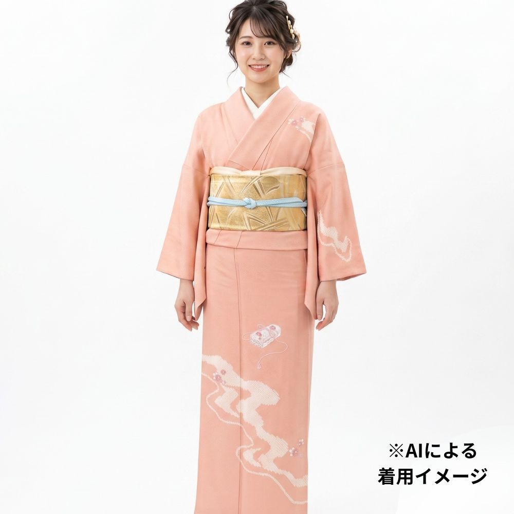 付下げ リユース 中古 正絹 袷 雲取り 文箱 花唐草 地紋 8052-1 - メルカリ