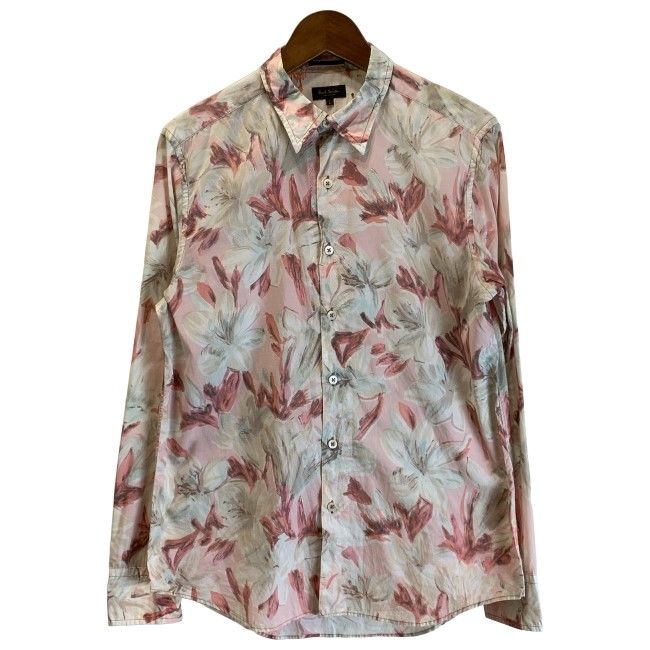 【中古】　Paul Smith　柄シャツ　長袖　トップス　レギュラーカラー　花柄　日本製　古着　/1582