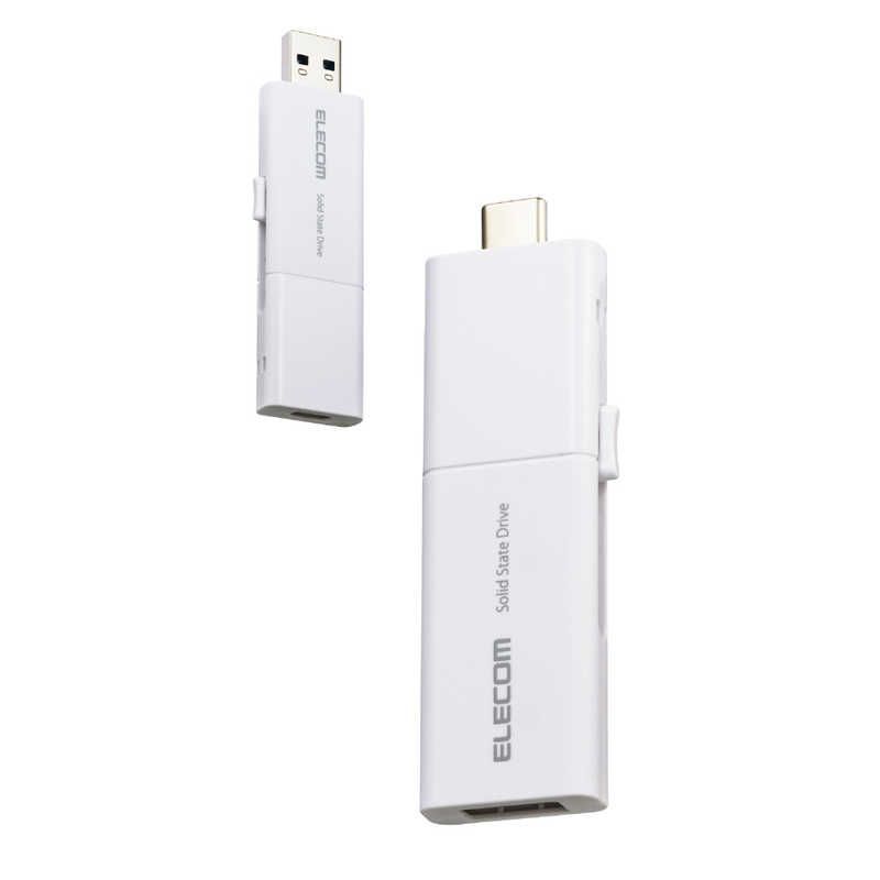【新品未使用】【未開梱】エレコム ELECOM SSD 外付け 500GB 読込最大420MB/秒 スライド式 USB Type-C/USB-A 両対応 ホワイト ESDEWB0500GWHR