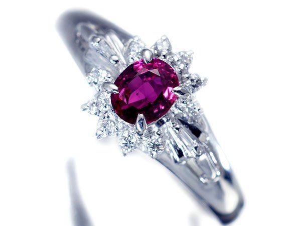 ジュエリー極】濃厚ピンキッシュレッド！良質天然ルビー0.41ct＆天然