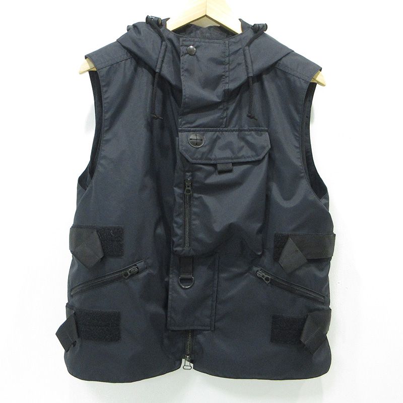 【三重本店】 中古 JUNYA WATANABE | ジュンヤワタナベ × C.P. Company シーピーカンパニー コムデギャルソン ダブルネームベスト 25年 中綿ベストライナー付きマルチポケットベスト WO-V901 ブラック サイズ：S 【108】