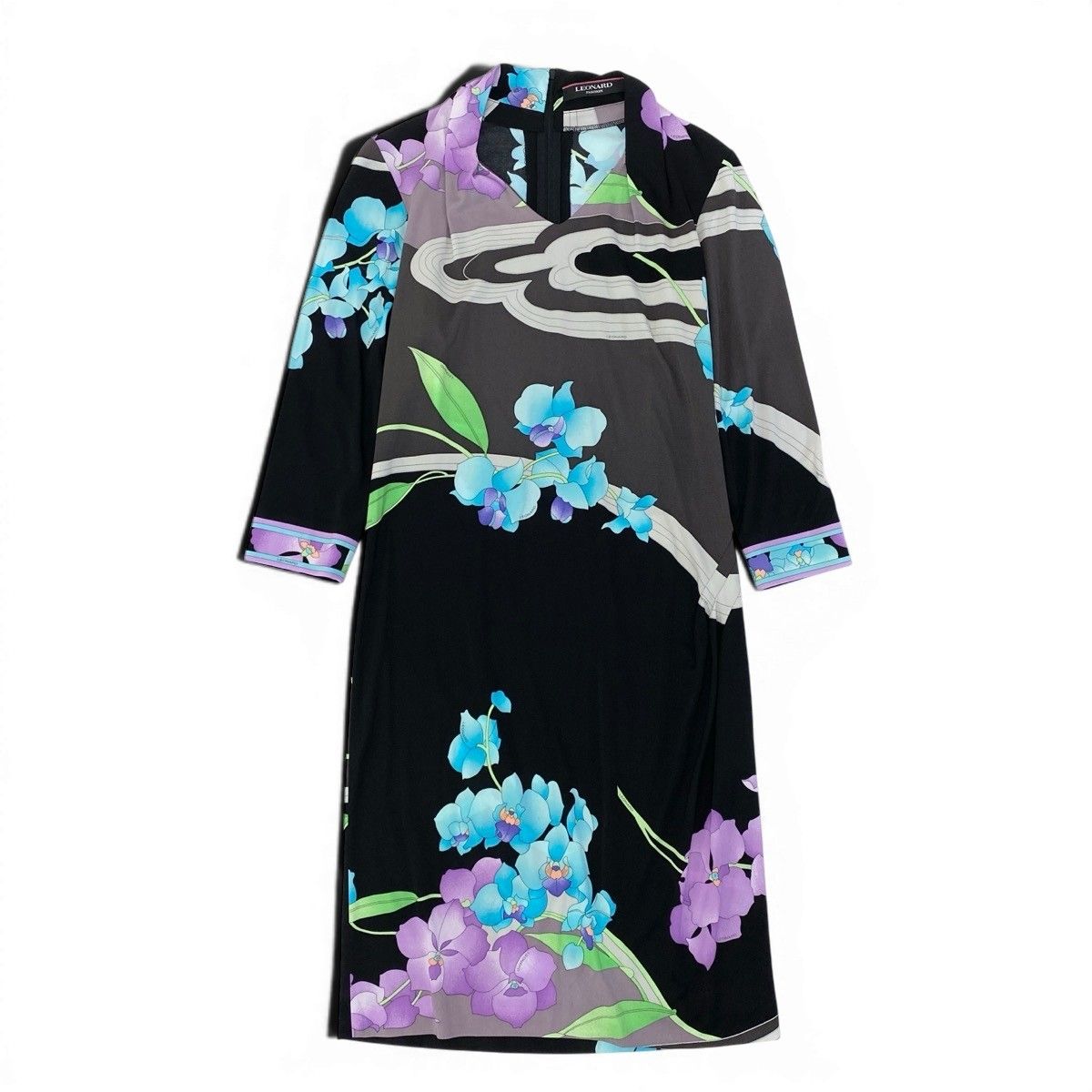 11e27【美品】 LEONARD FASHION レオナール ロングワンピース 美しい花