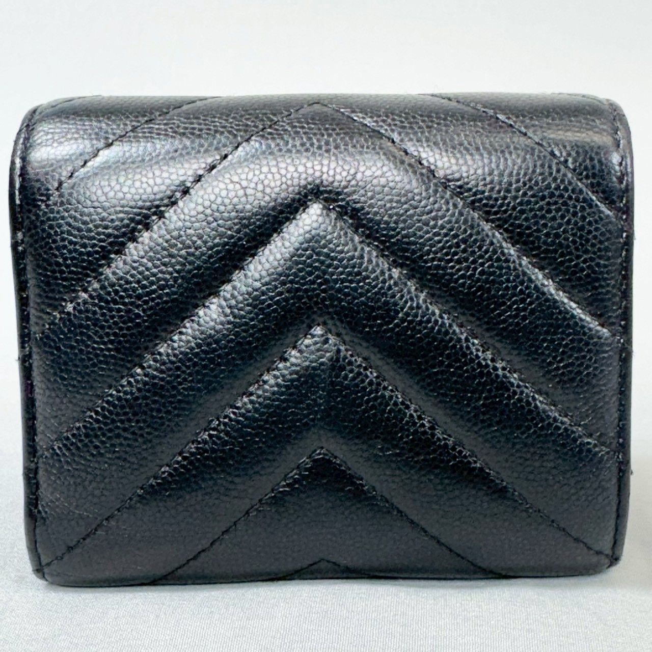 美品・箱付】CHANEL シャネル キャビアスキン コンパクト 三つ折り 