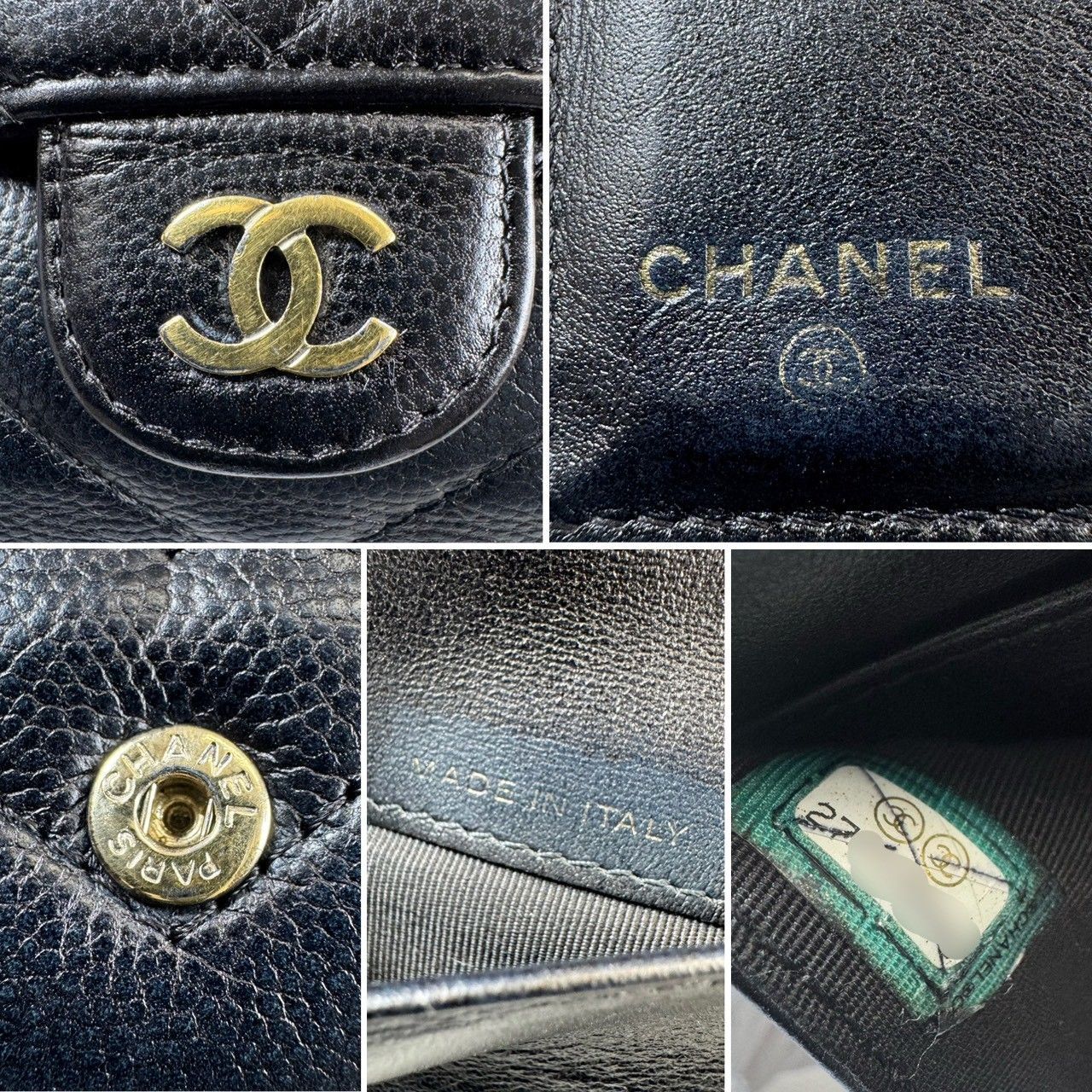 美品・箱付】CHANEL シャネル キャビアスキン コンパクト 三つ折り 