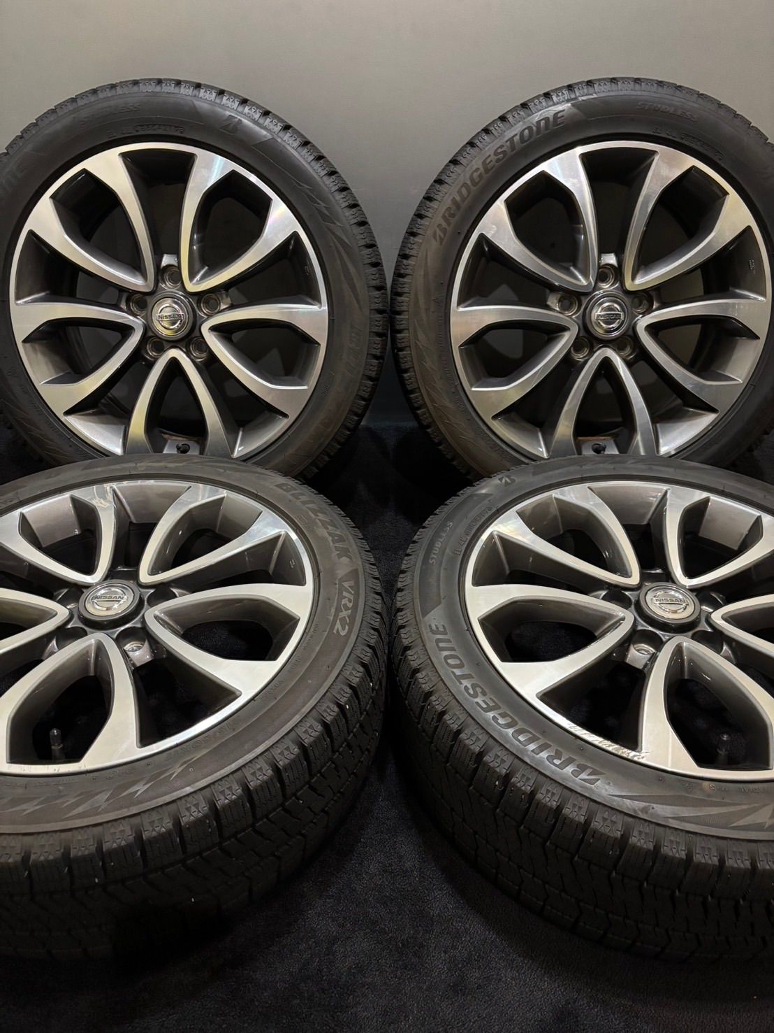 ★215/50R17 BRIDGESTONE/VRX2 19年製 日産 純正 17インチ 7J +47 114.3 5H スタッドレス 4本 セレナ ジューク (南2-M342)