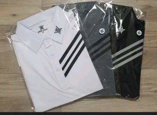アニュー ゴルフ 3本ライン カラーTシャツ