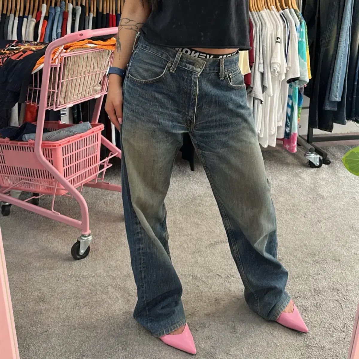 リーバイス Lot503 ルーズフィット フェイディング デニム パンツ(31)