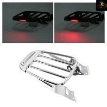 LEDライト付きオートバイ用二人乗りラック ハーレー スポーツスター XL アイアン 883 1200 2004-2019 ダイナ ストリートボブ スーパーロー