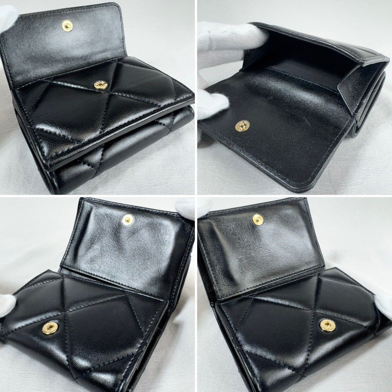 正規品　CHANEL シャネル19　ディズヌフ　Wホック　三つ折り財布 三つ折り コンパクト ディズヌフ シャネル19 近年モデル・美品】CHANEL 小物